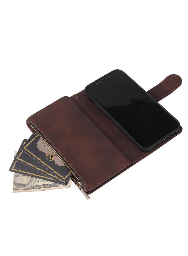 S-TOP Case For iPhone 12 Pro Max Multifunctional Retro Frosted Horizontal Flip Leather Case with Card Slot & Holder & Zipper Wallet & Photo Frame & Lanyard - Image 4