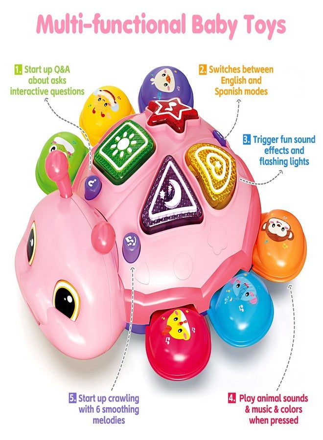 GMAOPHY Baby Crawling Toys for 6-12 Months, Musical Toys for Infants 7 8 9 10 11 Months, Early Learning Educational Toy with Sound, Tummy Time Development Toys, Christmas Birthday Gifts for 1 Year Old, Pink - Image 3