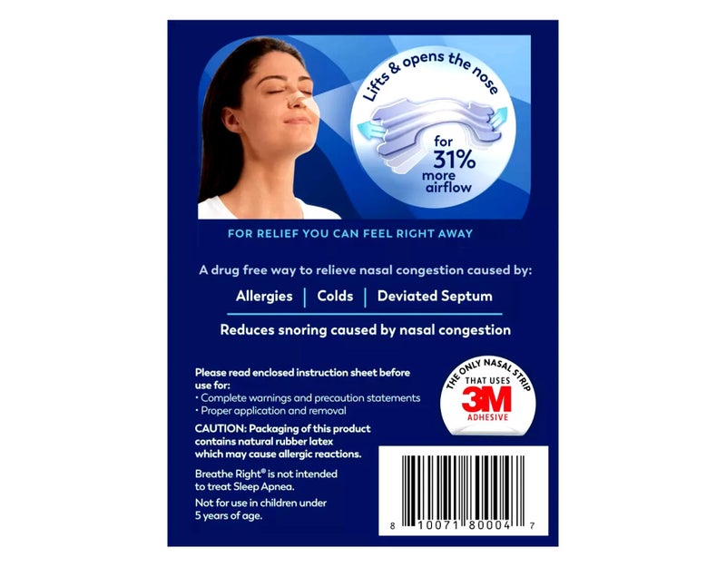 Breathe Right Nasal Strips, Small/Medium, Clear, 30 Count (Pack of 3) - Image 3