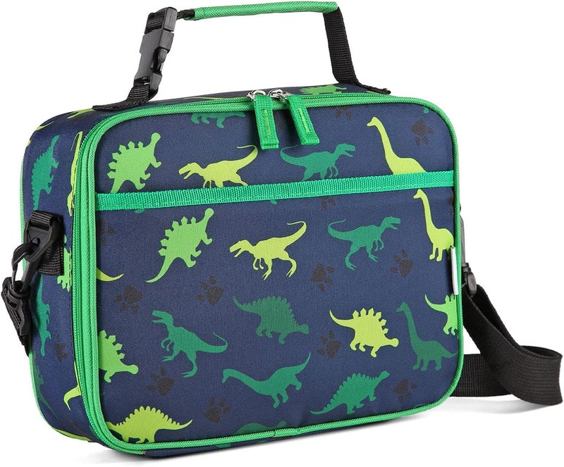 Vaschy Lunch Box Bag for Kids, Reusable Insulated Lunch Box Containers Coolers for Toddler Boys and Girls with Detachable Shoulder Strap for Daycare School Dinosaurs - Image 1