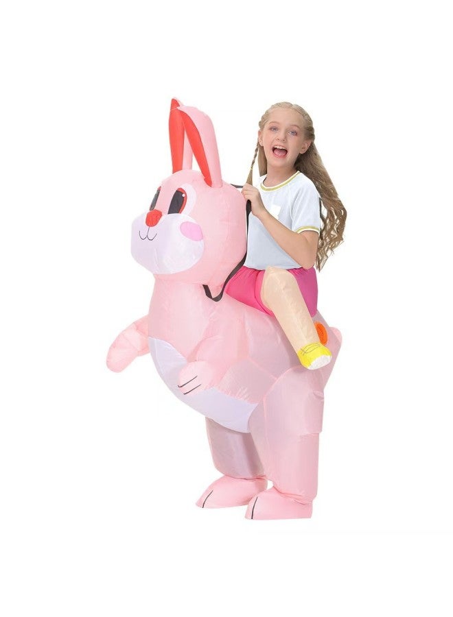 Rabbit Inflatable Costume Easter Party Performance Arrangement Props Cute Cartoon Riding Powder Rabbit Inflatable Costume-Color:Children's Model 80-120cm  - Image 4