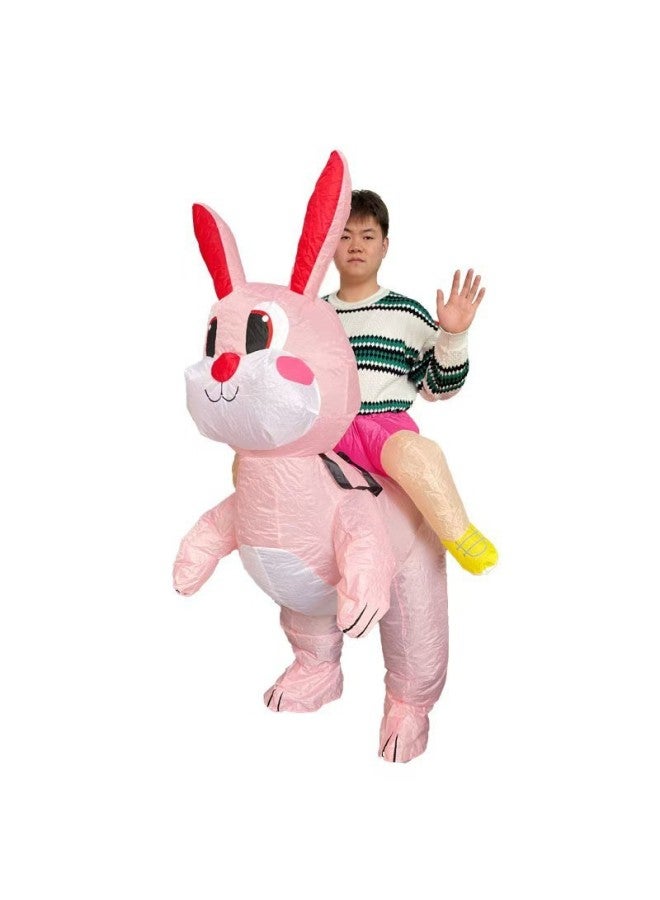 Rabbit Inflatable Costume Easter Party Performance Arrangement Props Cute Cartoon Riding Powder Rabbit Inflatable Costume-Color:Children's Model 80-120cm  - Image 3
