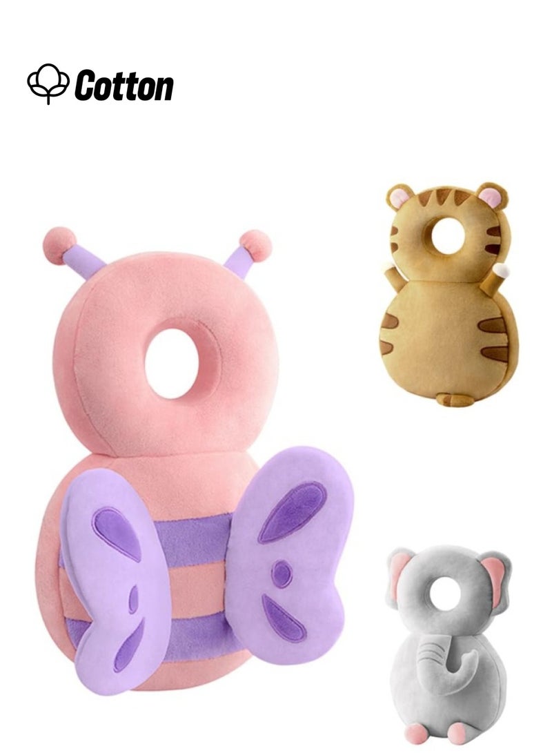 Toddler Baby Protection Backpack Cushion Wear, Adjustable Toddler Baby Walking Head Protection Safety Pads, Prevent Injured, Suitable age 6-24 Months (Pink Butterfly)