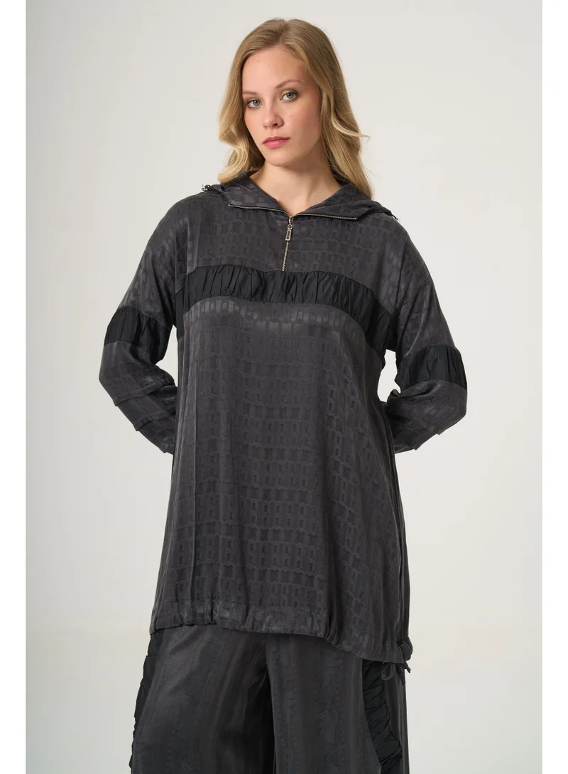 MissWhence  Draped Technical-Fabric Cupro Silk Tunic & Trouser Set for Women | Best Price UAE