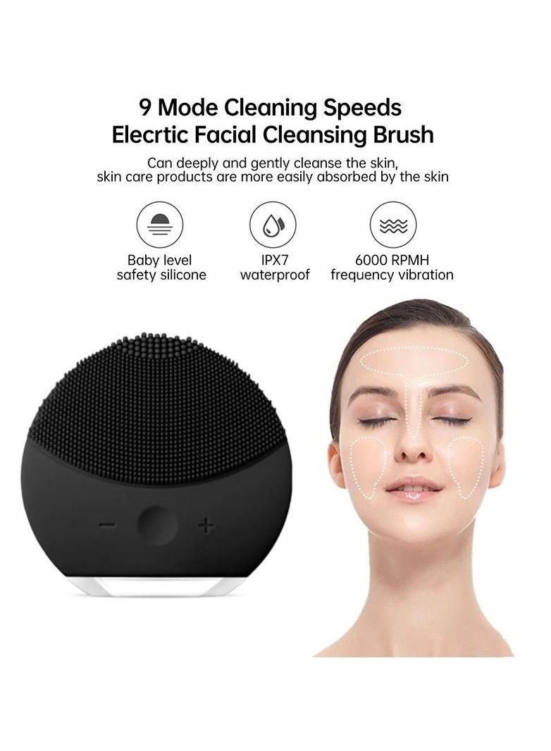 جهاز تنظيف الوجه القابل للشحن - أسود - Image 1