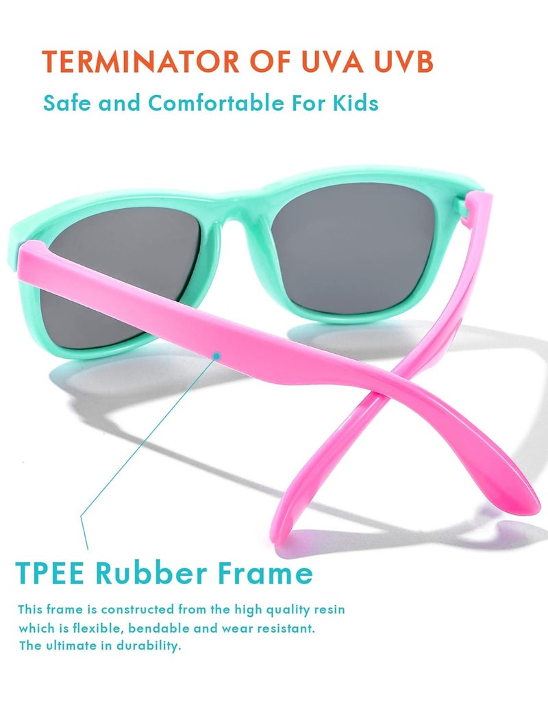 ROSSINI نظارات شمسية مرنة للأطفال من ROCF ROSSINI، قطعتين غير قابلة للكسر، نظارات شمسية للأطفال من عمر 2-8 سنوات، مع علبة - Image 4