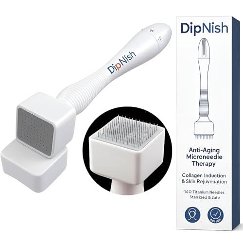 DipNish Derma stamp for Hair Regrowth 140 Titanium Adjustable Micro Needle, Facial Derma Roller with microneedling Kit for Face, Skin Repair & Beard Growth, Reusable derma pen - Image 1