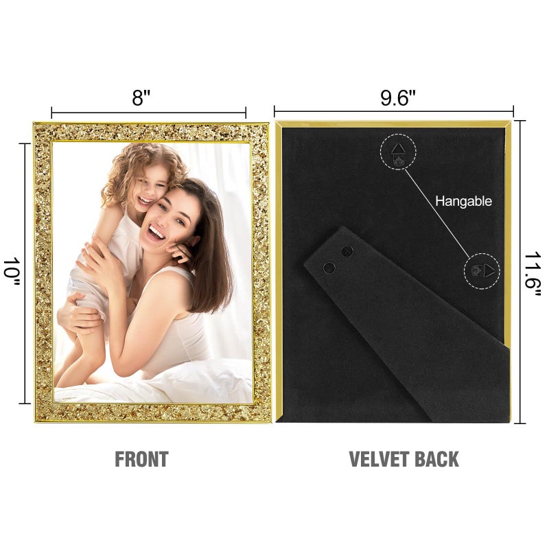 HIKWADERY 8x10 Picture Frame Glitter  Gold Bling 8 by 10 Photo Frames with HD Real Glass  for Wall or Tabletop Display (8 x 10  Gold) - Image 5