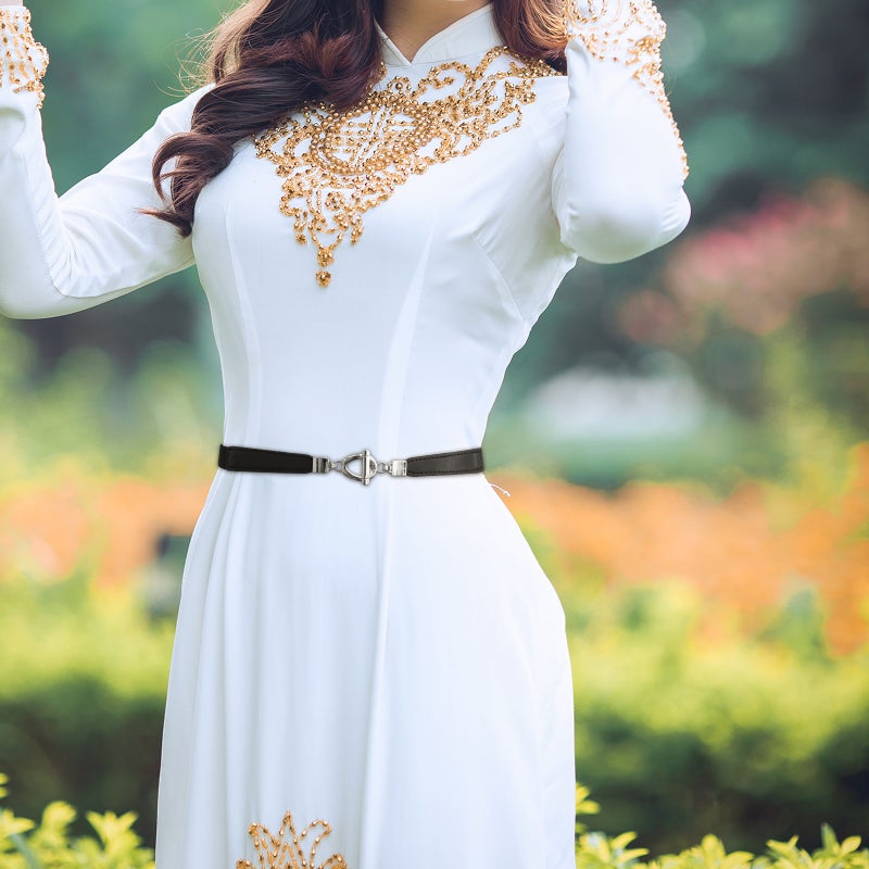 1Pc Retro Waist Belt Decorative Waistband Hanging Buckle Waist Belt (Black) - Image 5
