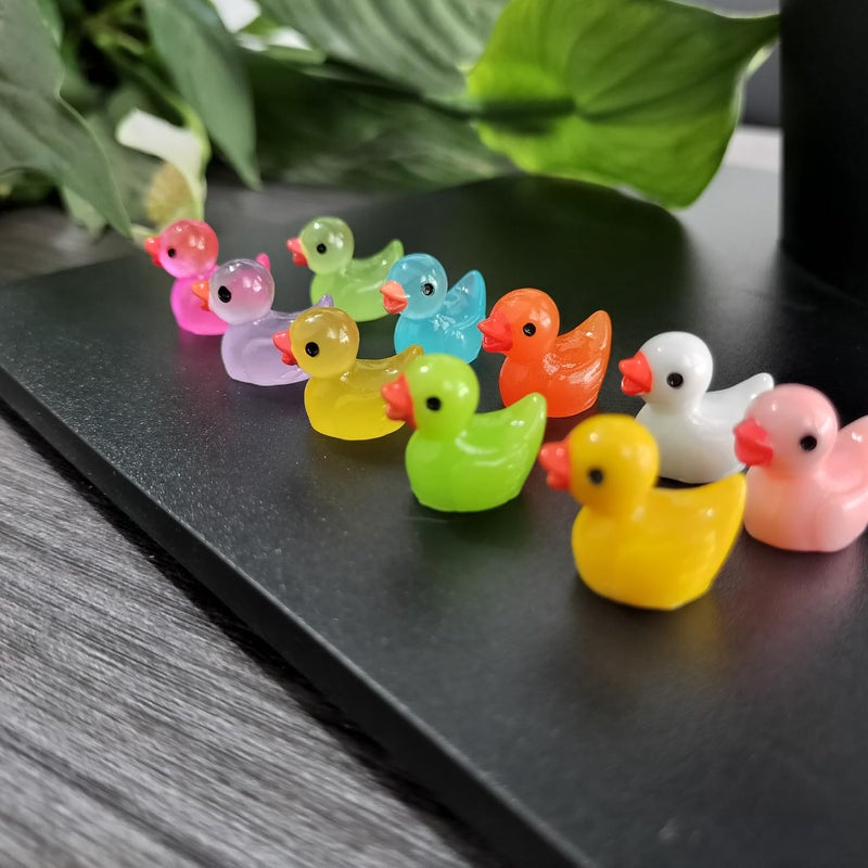 Cidinge 100pcs Mini Luminous Ducks & Resin Ducks for Micro Garden & Dollhouse Decor - Image 5