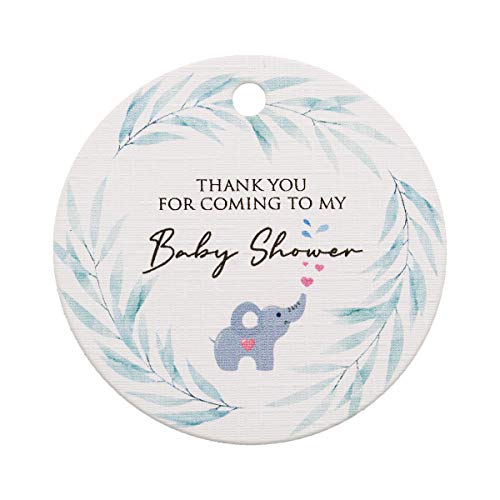 Summer-Ray.com Summer-Ray 50pcs Thank You for Coming to My Baby Shower Baby Elephant Theme Thank You Tags Favor Tags - Image 1