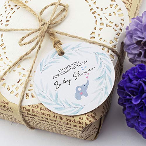 Summer-Ray.com Summer-Ray 50pcs Thank You for Coming to My Baby Shower Baby Elephant Theme Thank You Tags Favor Tags - Image 3