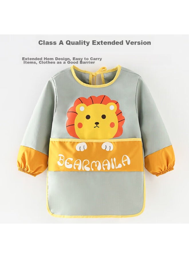 9i9 Baby Eating Smock, Kindergarten Drawing Smock, Long-sleeve Waterproof Infant Anti-dirt A, A464 Pink - Image 1