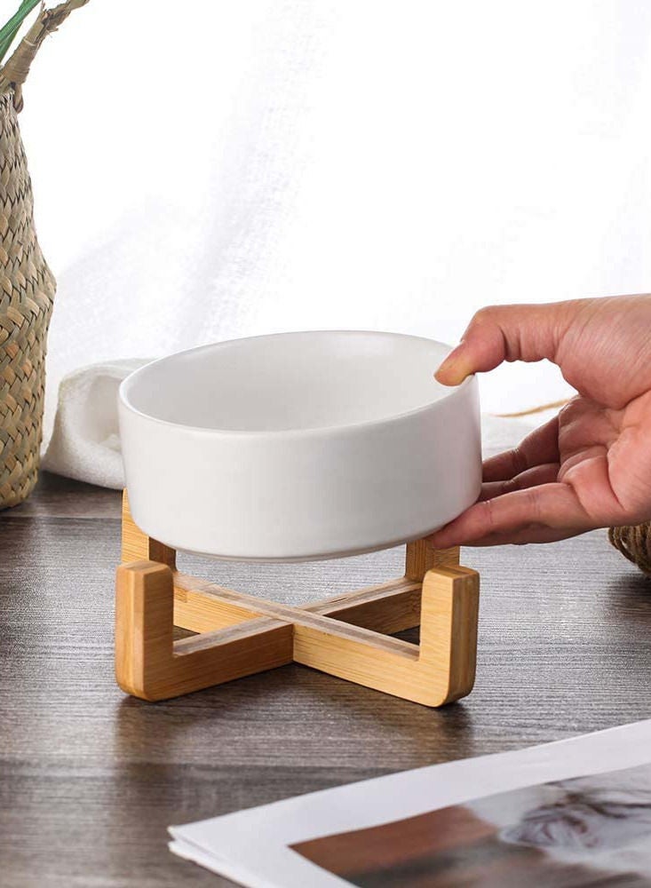 Petsary Ceramic Dog Bowls with Wood Stand, Dog Water Bowl Food Dish, Heavy Weighted or No Tip Over Dog Comfort Food Bowls, Stoneware Pet Bowl, for Small dogs and cats - Image 3