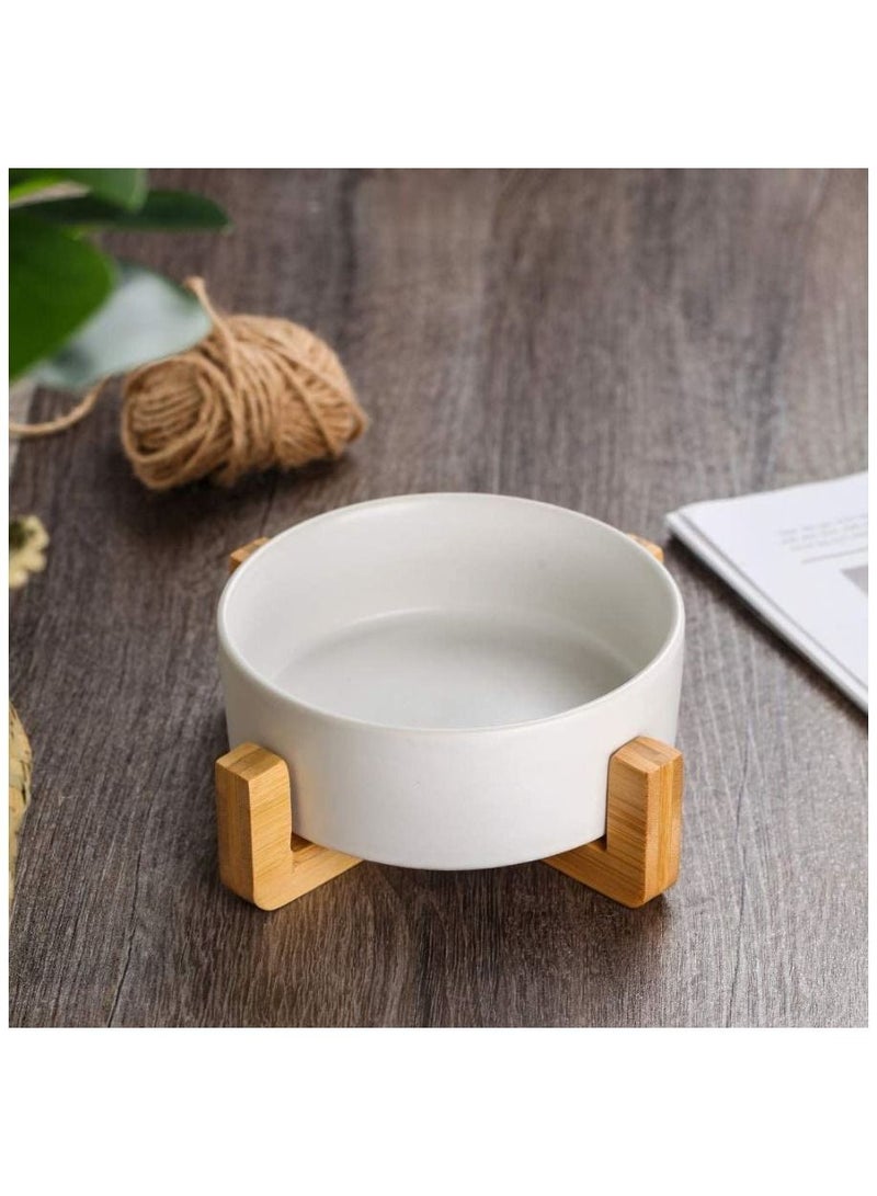 Petsary Ceramic Dog Bowls with Wood Stand, Dog Water Bowl Food Dish, Heavy Weighted or No Tip Over Dog Comfort Food Bowls, Stoneware Pet Bowl, for Small dogs and cats - Image 5