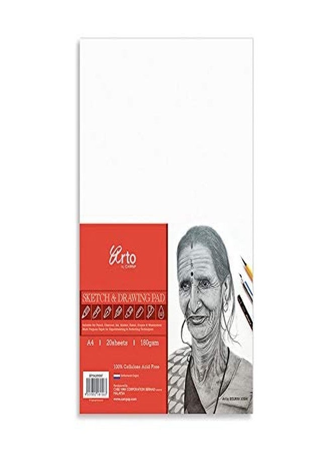 Campap Arto 180Gsm Sketch & Drawing Paper, 20 Sheets (A4), Acrylic - Image 1