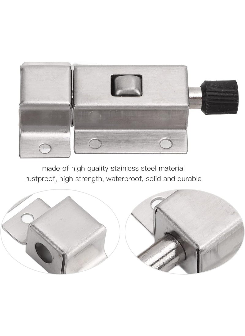 Prostuff.in Prostuffin High Quality AntiTheft Door Bolt Locks Latch 3 Inch Long Stainless Steel Spring Door Latch with Button Slide Lock for Security Hotel Office Home Cabinet 2 Pcs Silver Color  - Image 2