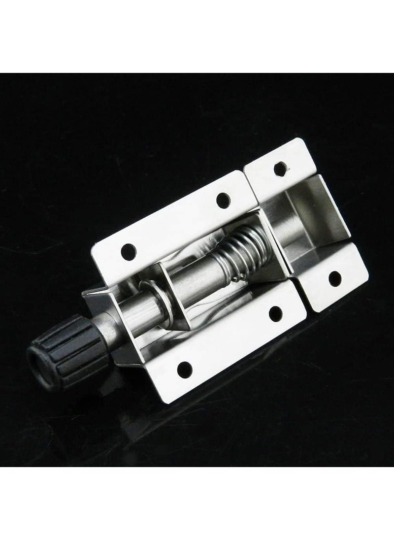 Prostuff.in Prostuffin High Quality AntiTheft Door Bolt Locks Latch 3 Inch Long Stainless Steel Spring Door Latch with Button Slide Lock for Security Hotel Office Home Cabinet 2 Pcs Silver Color  - Image 4