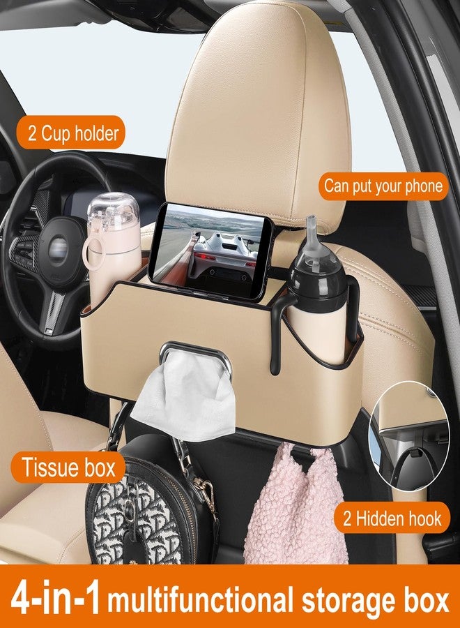 Sancaral Car Seat Organizer - Cup Holders, car Tissue Holder, and Hooks to Keep Your Backseat Neat! (Beige) - Image 3