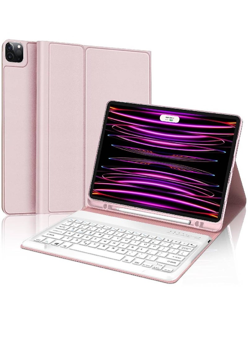 زومي حافظة لوحة مفاتيح لجهاز iPad Pro مقاس 12.9 بوصة 2022 الجيل السادس / 2021 الجيل الخامس، تصميم المملكة المتحدة، حافظة لوحة مفاتيح قابلة للفصل لجهاز iPad Pro مقاس 12.9 بوصة 2020/2018 الجيل الرابع/الثالث، وردي - Image 1