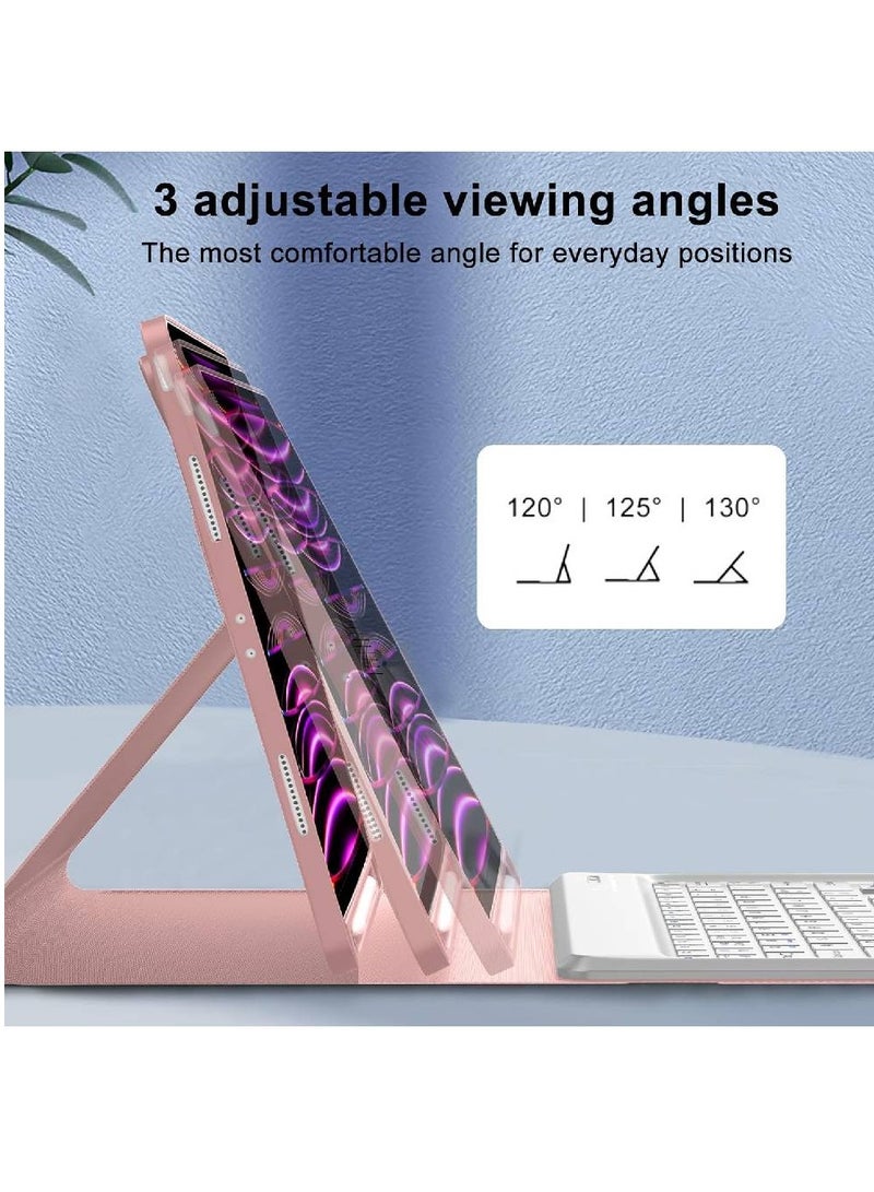 زومي حافظة لوحة مفاتيح لجهاز iPad Pro مقاس 12.9 بوصة 2022 الجيل السادس / 2021 الجيل الخامس، تصميم المملكة المتحدة، حافظة لوحة مفاتيح قابلة للفصل لجهاز iPad Pro مقاس 12.9 بوصة 2020/2018 الجيل الرابع/الثالث، وردي - Image 3