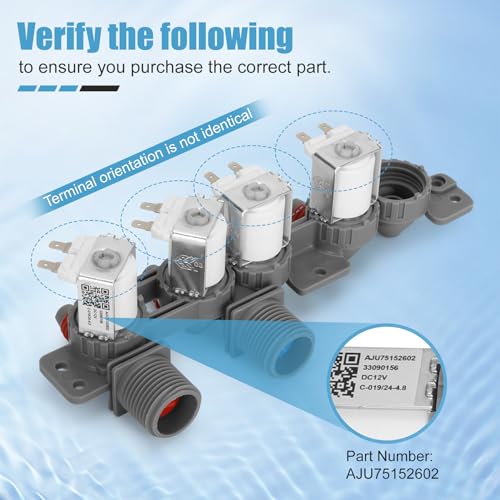 Drkerr AJU75152602 Washer Inlet Valve Assembly Compatible with lg WT7405CW WT7305CV WT7305CW WT7150CW WT7300CW WT7900HBA WT7800CW WT7300CV WT7100CW, Replaces: 5221EA1008S, PD00060681 - Image 3