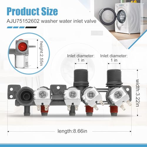 Drkerr AJU75152602 Washer Inlet Valve Assembly Compatible with lg WT7405CW WT7305CV WT7305CW WT7150CW WT7300CW WT7900HBA WT7800CW WT7300CV WT7100CW, Replaces: 5221EA1008S, PD00060681 - Image 2