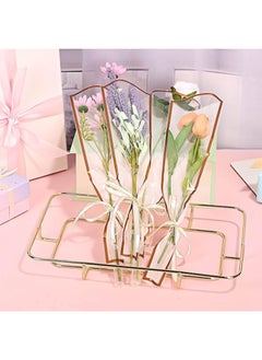 Aikanbo 50 Pcs Single Rose Sleeve with 15 Pcs Floral Water Tubes for Bouquets, Single Flower Sleeve Flower Wrapping Bags Flower Water Tubes for Mother's Day Graduation Party(White with gold edge)  - Image 2