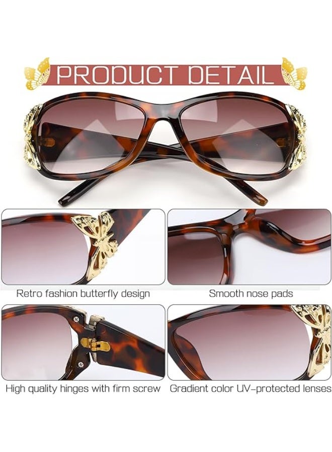 3 Pairs Y2K Sunglasses for Women, Fashion Wrap Around Butterfly Design Sun Glasses with UV400 Protection - Image 2
