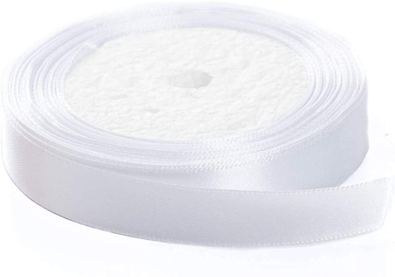 SWTOOL 12 Wide Single Face Satin Ribbon Roll for Wedding Sewing Projects Gift Wrapping and Crafting Projects 50 Yards White