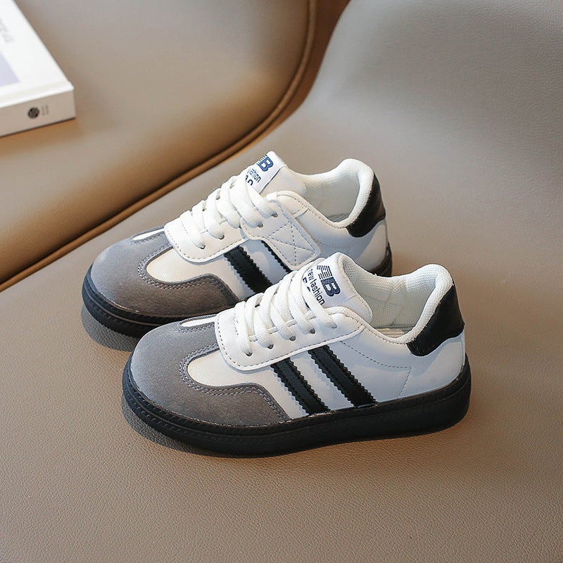 Boys casual sneaker spring new childrens soft bottom running shoes girls board shoes retro student shoes White