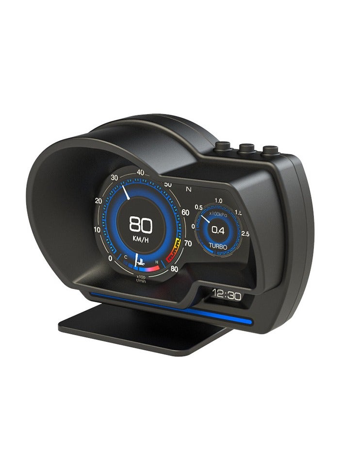 Generic Car HUD Head Up Display P6, OBD Gauge Display+GPS Speedometer Dual System Smart Gauge Display, speed alarm, water temperature alarm, Works Great for Most Cars  - Image 1