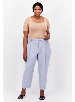 Bar III Women Plus Size e Paperbag Waist Capri Pants, Steel Blue  - Image 4