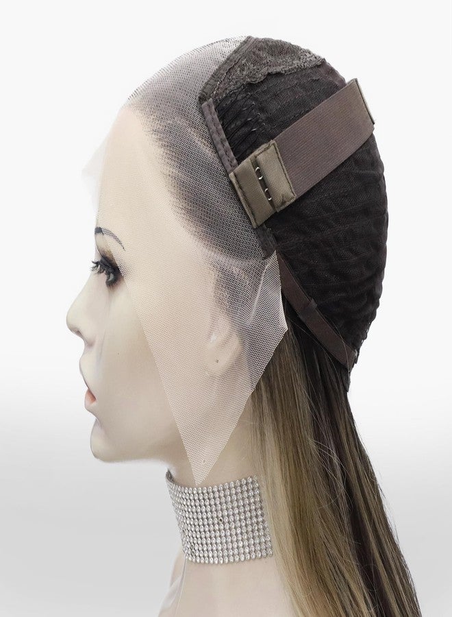 IMSTYLE 13x4 Synthetic Lace Front Aneisa Sunkiss Brown and Blonde Highlight Free Part Lace Front Synthetic Natural Hairline Long Wavy 24 Inches Wig (Aneisa Sunkiss Brown and Blonde) - Image 5