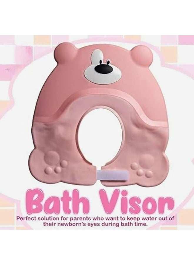 Adjustable Silicone Shampoo Cap, Soft Waterproof Shampoo Cap with Earmuffs, Protective Shower Cap for Hair Washing, Keeps Water Out of Eyes During Bath Time (Pink) - Image 3