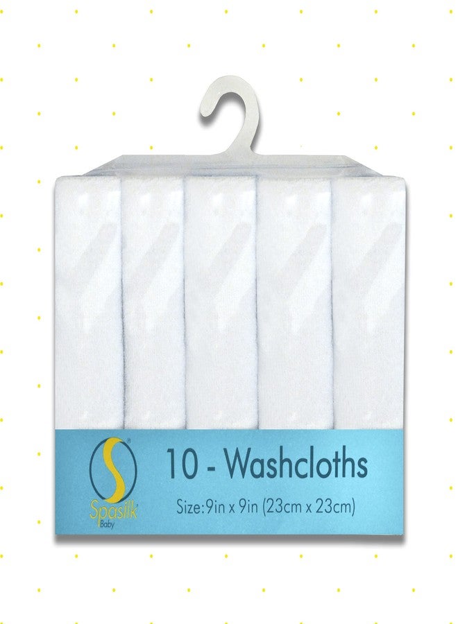 Spasilk Washcloth Wipes Set for Newborn Boys and Girls, Soft Terry Washcloth Set, Pack of 10, White, (010-WTE) - Image 4
