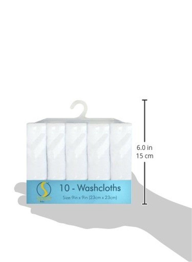 Spasilk Washcloth Wipes Set for Newborn Boys and Girls, Soft Terry Washcloth Set, Pack of 10, White, (010-WTE) - Image 3