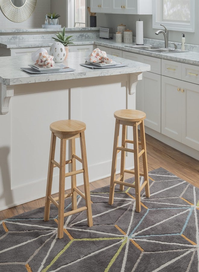 Linon Natural Barstool with Round Seat, 24-Inch - Image 5