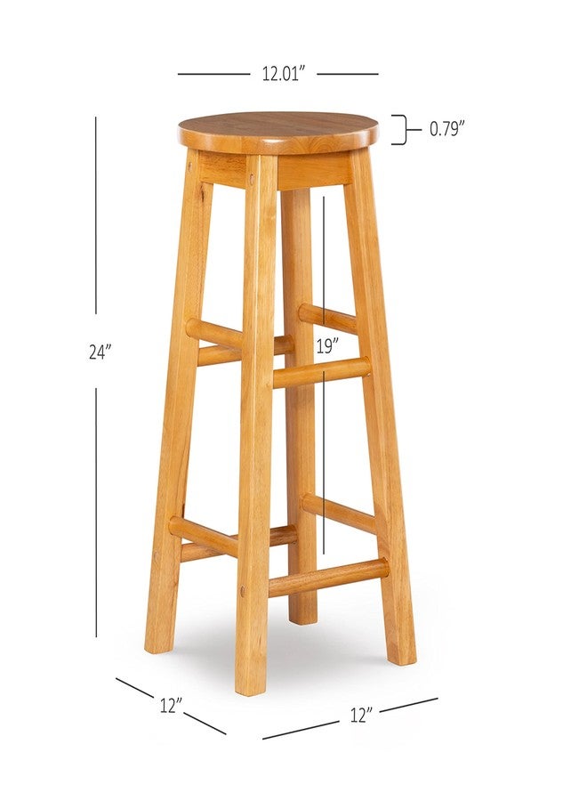 Linon Natural Barstool with Round Seat, 24-Inch - Image 2