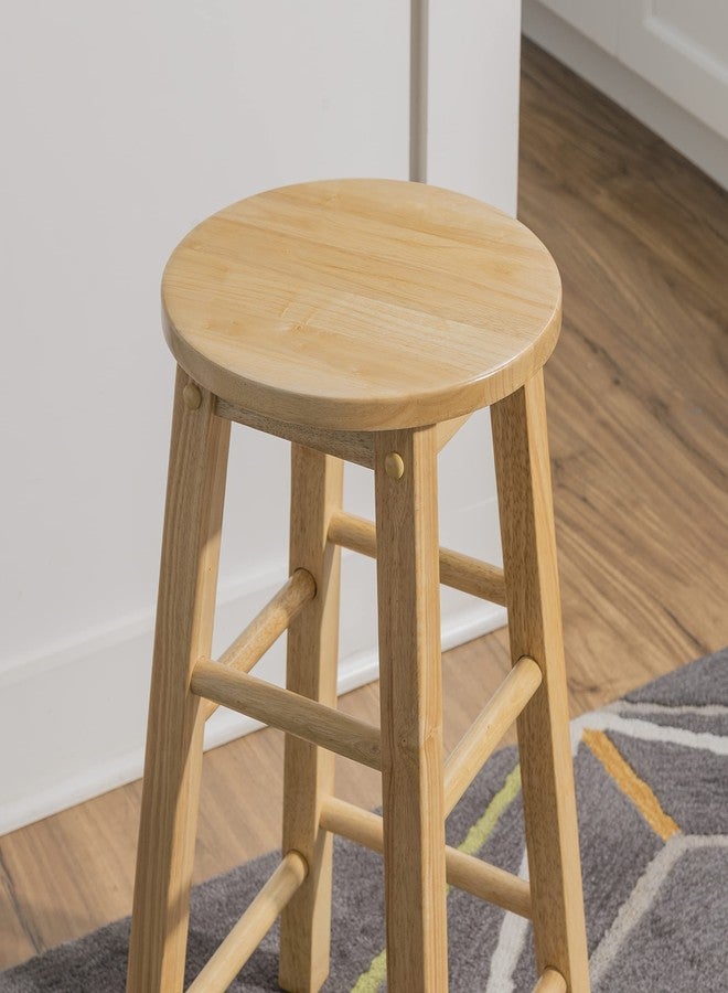 Linon Natural Barstool with Round Seat, 24-Inch - Image 4