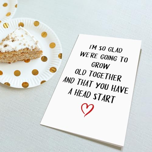 Obbyidk Funny Grow Old Birthday Card for Husband, Humor Older Husband Birthday Card from Wife, Going to Grow Old Together and That You Have A Head Start - Image 4