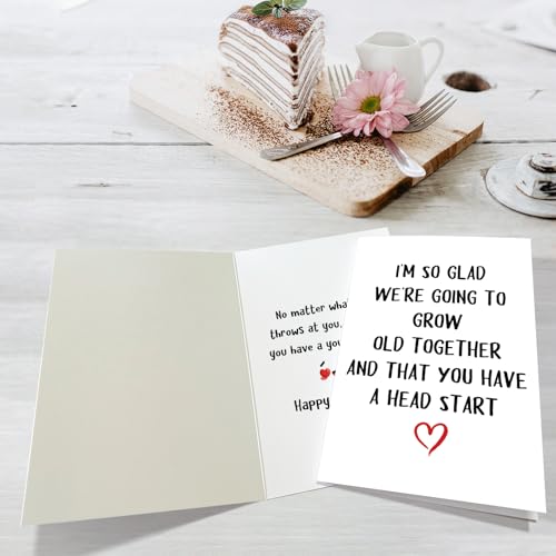 Obbyidk Funny Grow Old Birthday Card for Husband, Humor Older Husband Birthday Card from Wife, Going to Grow Old Together and That You Have A Head Start - Image 3