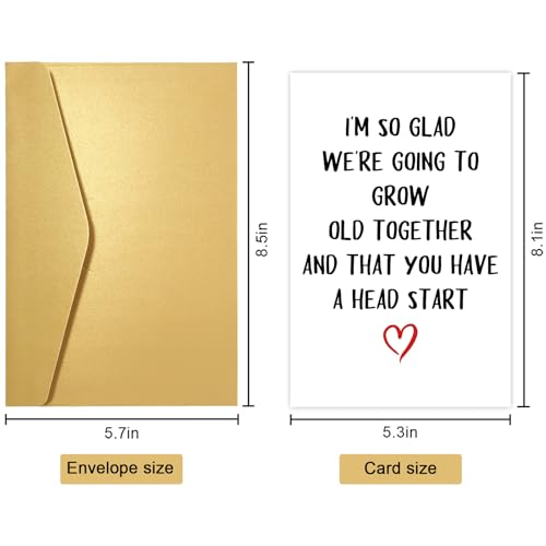 Obbyidk Funny Grow Old Birthday Card for Husband, Humor Older Husband Birthday Card from Wife, Going to Grow Old Together and That You Have A Head Start - Image 2