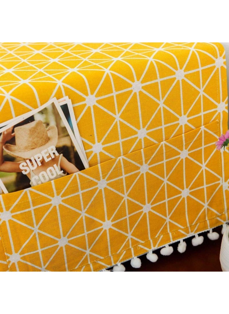 svk dream SVK Dream Microwave Oven Dust Proof Cover with Side Pouch Bag Cotton Linen Kitchen Storage Bags 85 x 35 cm Random Color  - Image 2