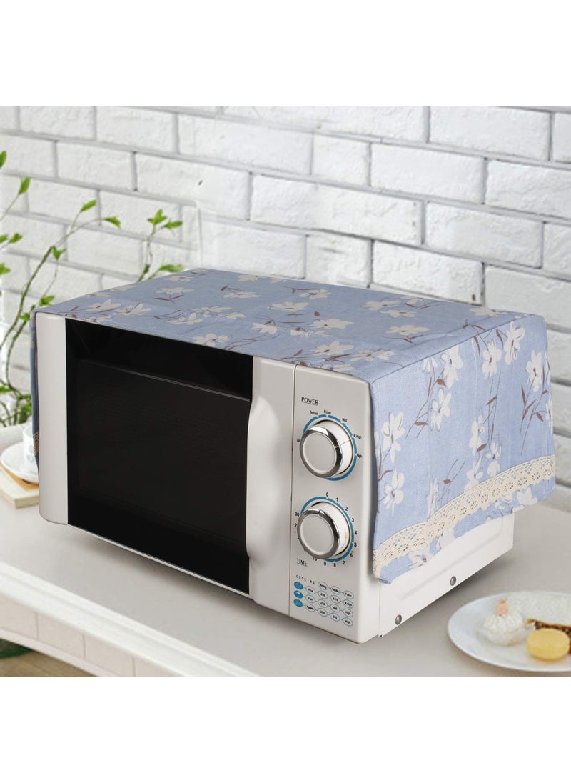 svk dream SVK Dream Microwave Oven Dust Proof Cover with Side Pouch Bag Cotton Linen Kitchen Storage Bags 85 x 35 cm Random Color  - Image 3