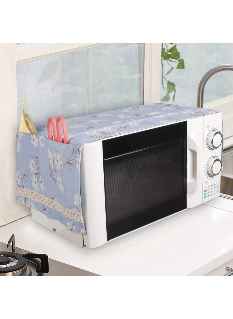 svk dream SVK Dream Microwave Oven Dust Proof Cover with Side Pouch Bag Cotton Linen Kitchen Storage Bags 85 x 35 cm Random Color  - Image 1
