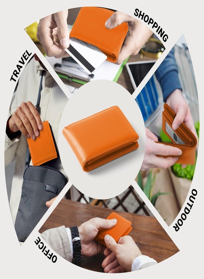 GNDR Wallet For Men Bifold RFID Blocking Faux Leather Card Holder Wallets Mens Accessories, Orange-05, 4.33 x 3.54 x 0.78 inches, Classic - Image 5