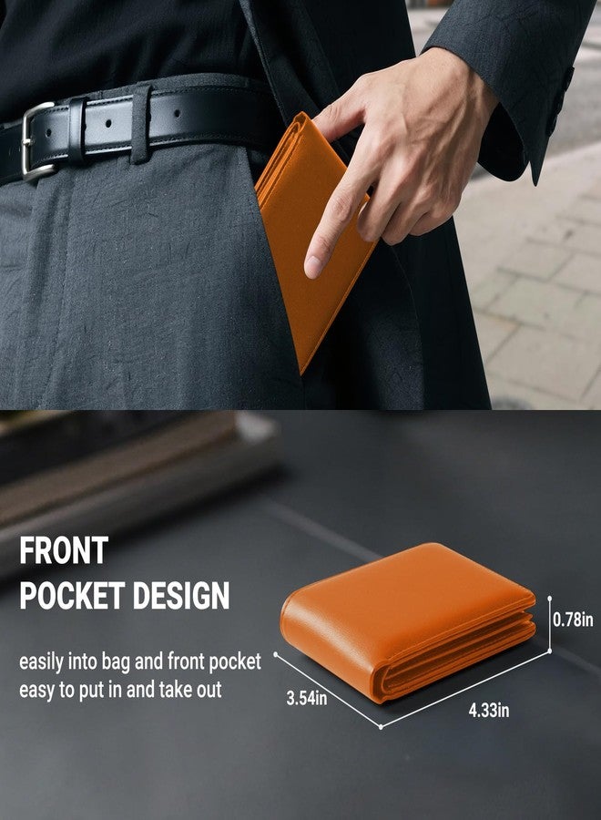 GNDR Wallet For Men Bifold RFID Blocking Faux Leather Card Holder Wallets Mens Accessories, Orange-05, 4.33 x 3.54 x 0.78 inches, Classic - Image 3
