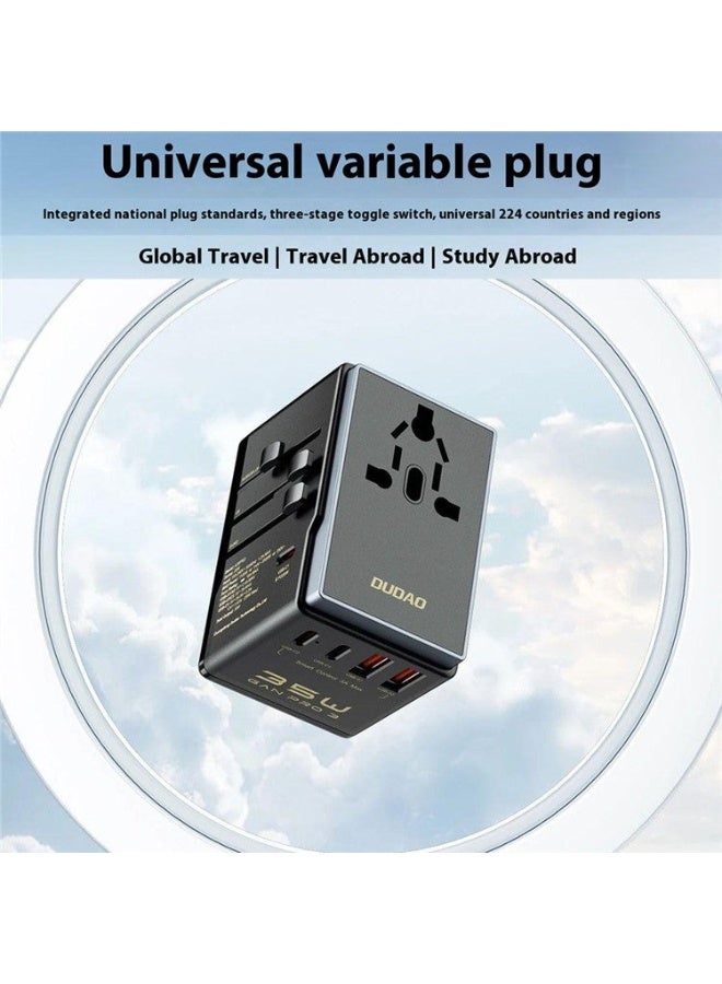 دوداو شاحن السفر العالمي DUDAO A35Pro A35Pro محول شحن سريع GaN بقوة 35 وات مع منفذي USB و3 منافذ Type-C - Image 2