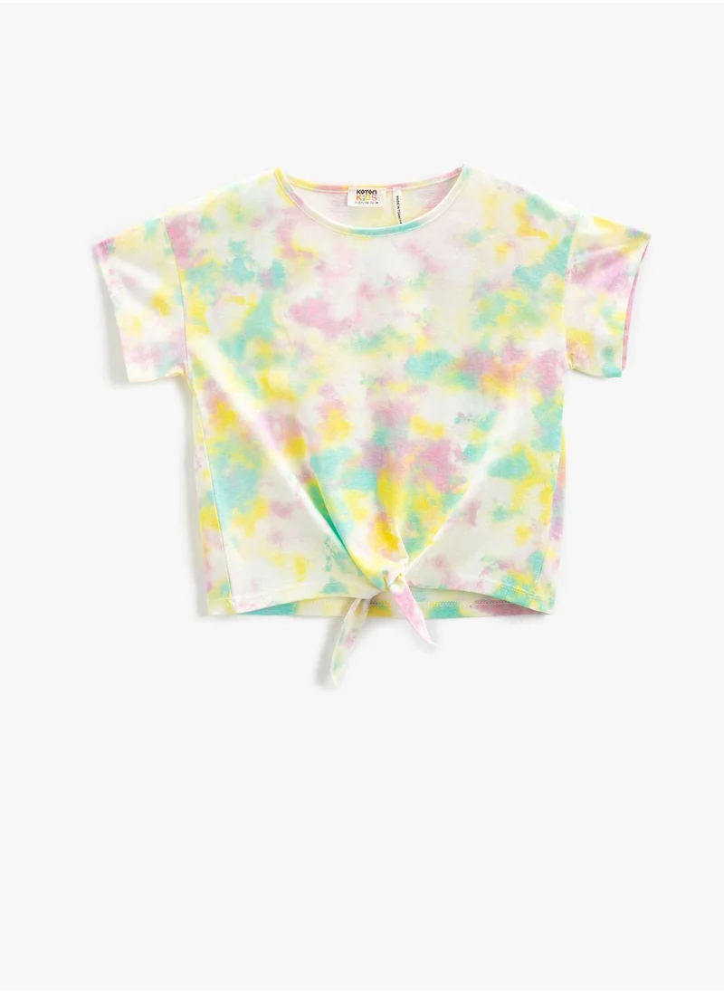 KOTON Tie-Dye Patterned T-Shirt Short Sleeve Round Neck